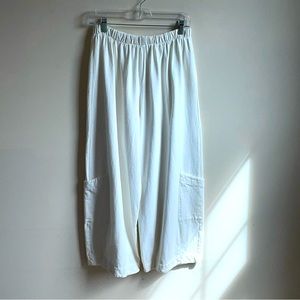 bryn Walker Pacific Cotton Wide Leg White Pocket Pants
